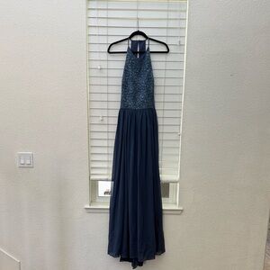 Vera Wang Lace Detail Blue Gown